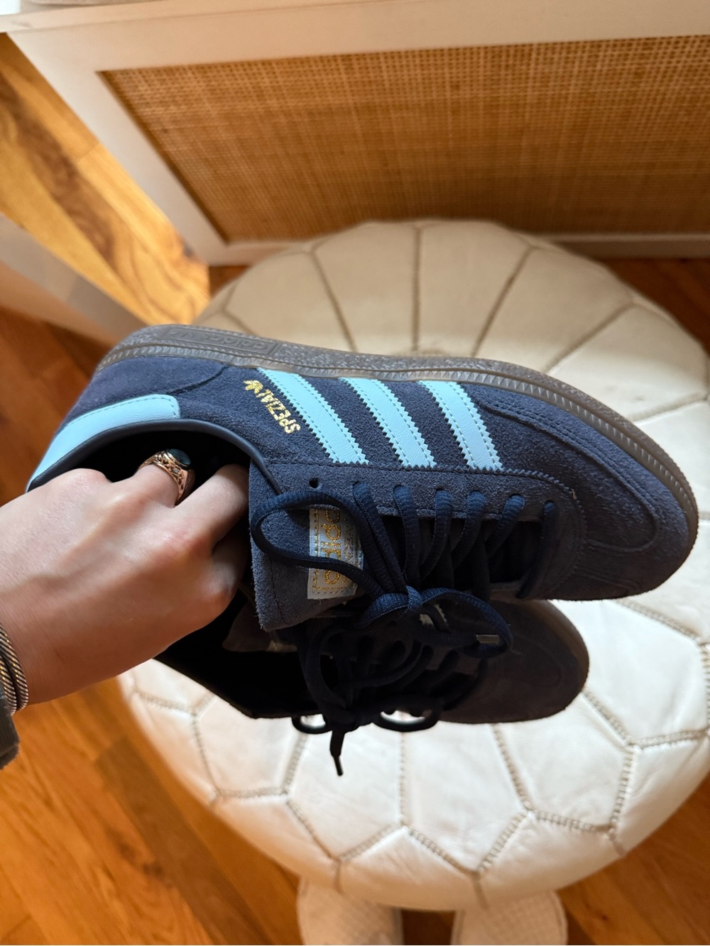adidas Navy Suede Spezials with Light Blue Stripes